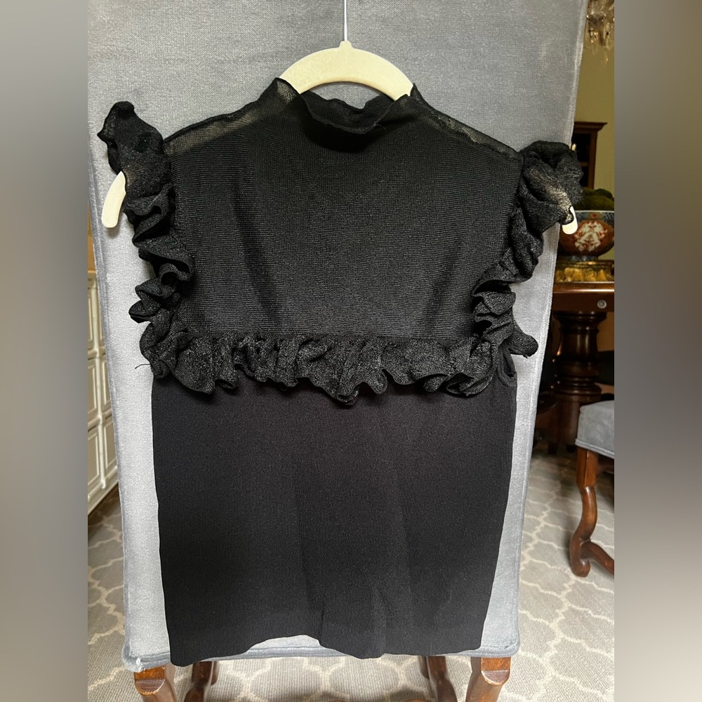 Zara Black Ruffle Tank Top